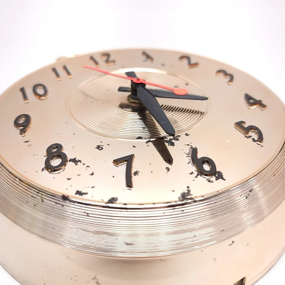 Vintage Hanging Chrome Frying Pan KITCHEN WALL CLOCK Tested & Works